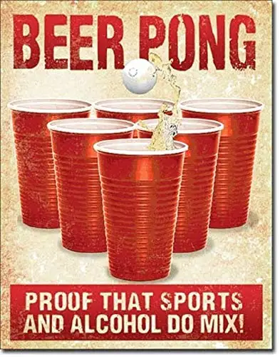 Фото Пивной понг устойчивый к спортивному и спиртовому смешиванию жестяной знак