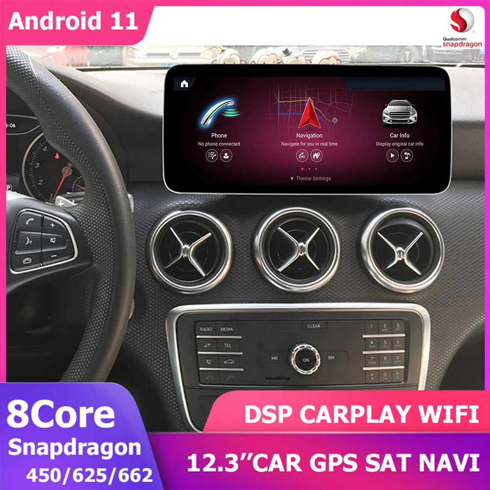 

12.3'' Android11 GPS Player For Mercedes Benz A CLA GLA CLass W176 X156 C117 W117 Multimedia Navigation 8+256G Qualcomm 1920*720