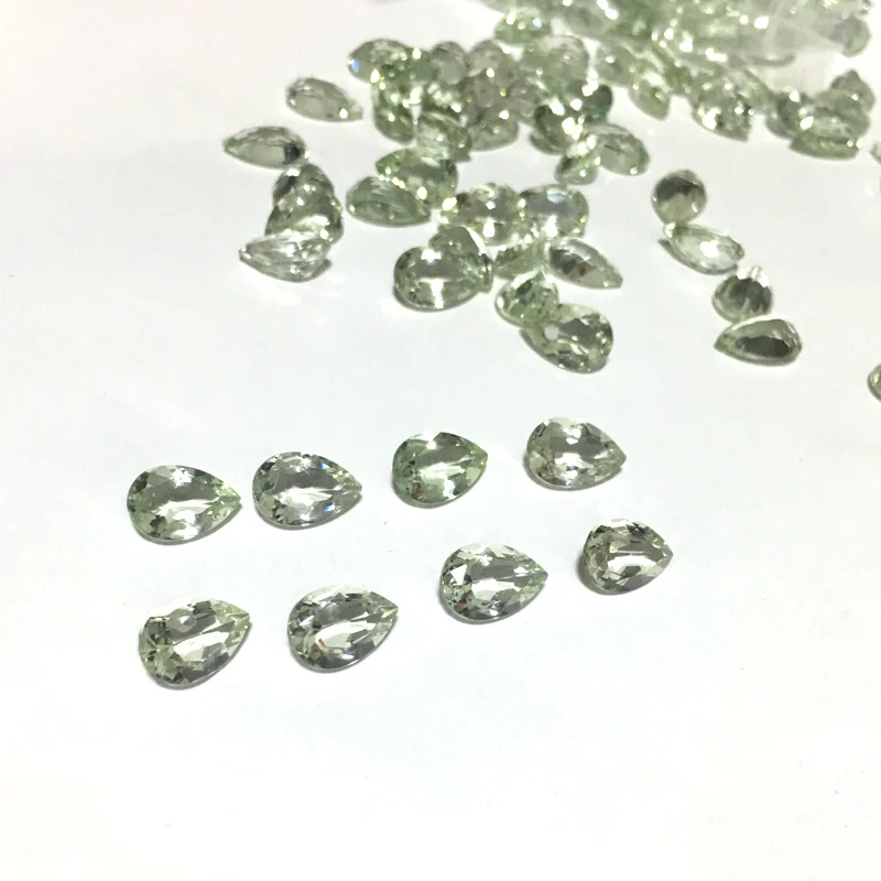 FFGems натуральный зеленый аметист свободный драгоценный Камень Груша огранка 8*12