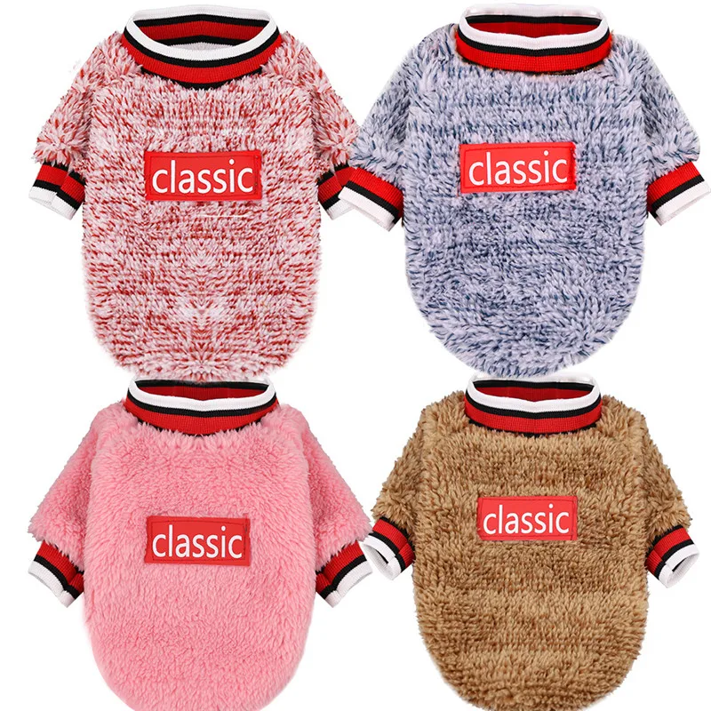 

Warm Fleece Pet Clothes Cute Classic Print Coat Small Medium Dog Cat Shirt Jacket Teddy French Bulldog Chihuahua Winter Outfit