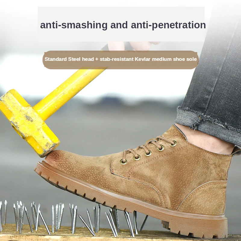 Новые защитные ботинки мужские кожаные ударопрочные рабочие модные мартинсы для