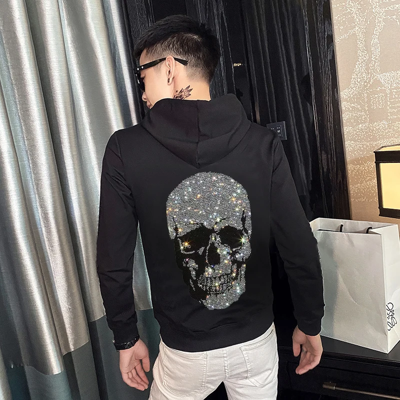 

Top Brand Chic Shiny Rhinestone Pullover New Arrival Thick Comfortable Men's Autumn And Winter With Hood Hoodie