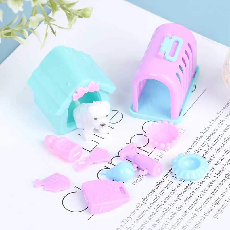 

11pcs/Set Doll Accessories Fashion Mini Doll Pets Dog+Cat+House For Doll Playmate Toy Kids Best Gift