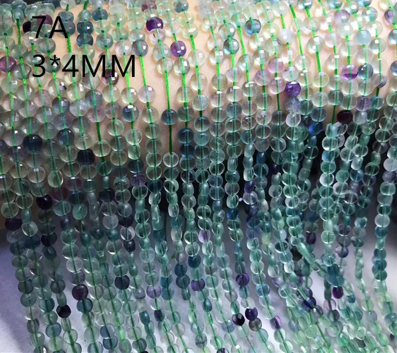 AAA LOOSE BEADS Fluorite coin faceted 3*4mm wholesale for DIY jewelry necklace 36cm | Beads