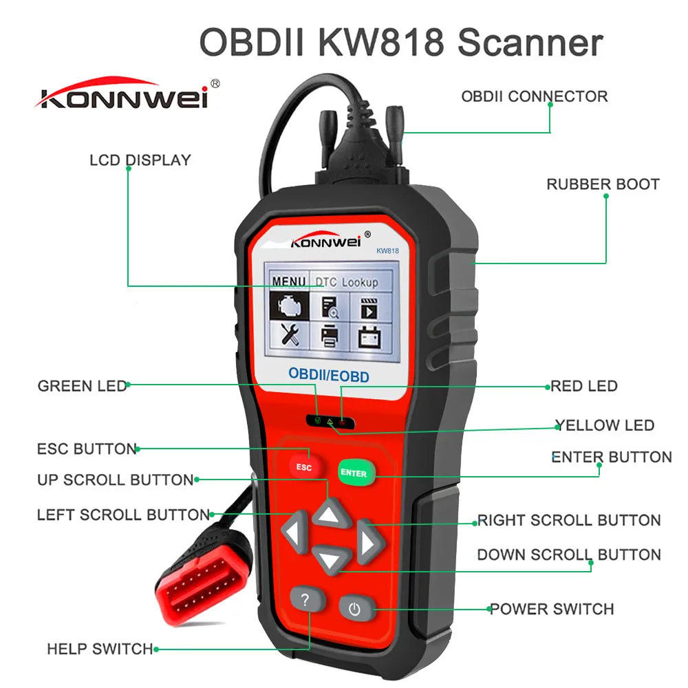 Автомобильный диагностический сканер OBDII ODB2 тестер батареи EOBD 12 В автомобильный