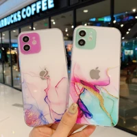 transparent marbling phone case for iphone x xs xr 11 12 mini pro max se 2020 6 6s 7 8 plus color lens circle protection cover