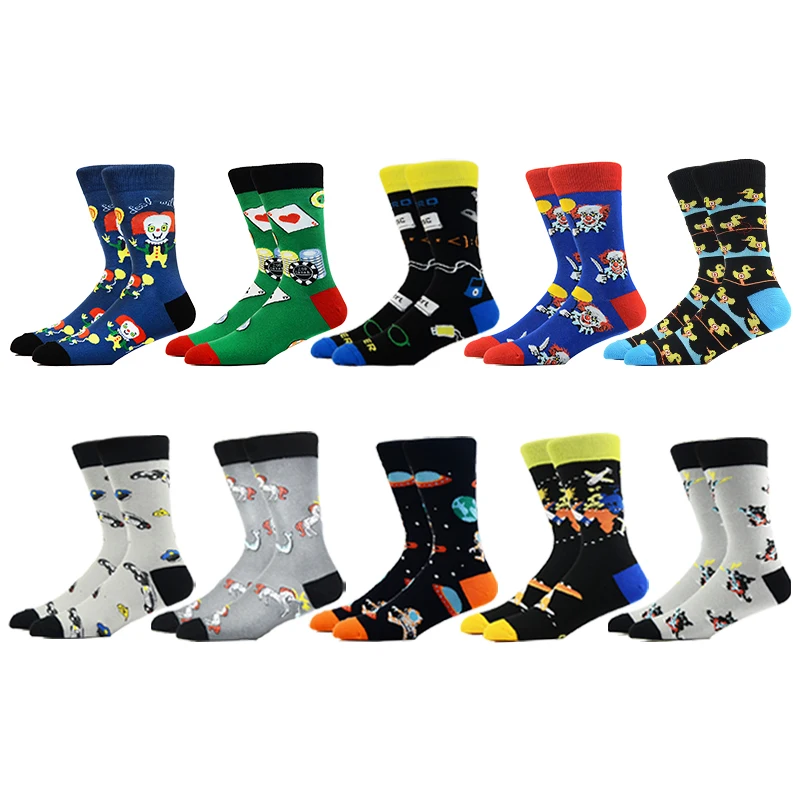 

10 PairS/Fashion Happy Astronaut Alien Socks Man Boys Ladies Girls Cotton Soft Sox Beautiful Curve Men Funny Women Art Socks