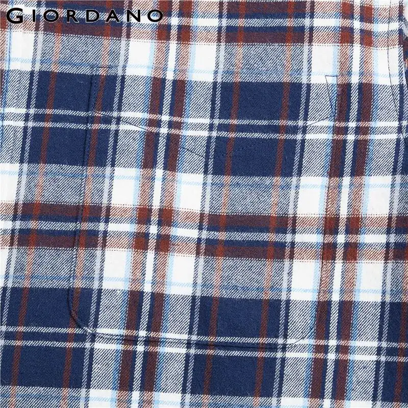Giordano мужская рубашка в клетку из натурального хлопка с длинными рукавами, данная модель имеет несколько цветовых решений