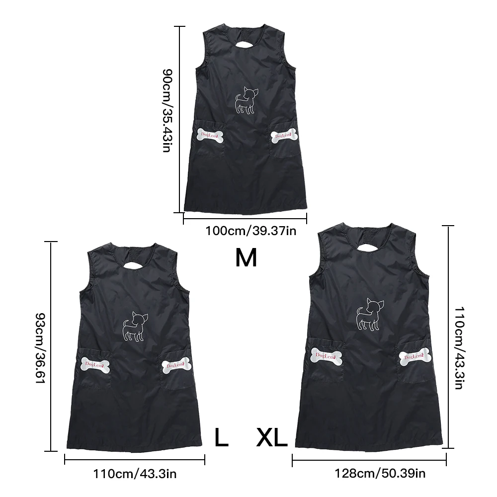 

Waterproof Pet Shop Clothes Beautician Uniform Anti-Stick Hair Grooming Apron Robe Cat Dog Sleeveless With Pocket Dog Accessory