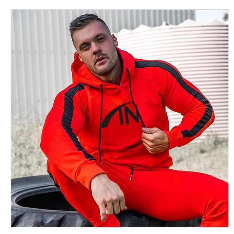 2019 модный мужской повседневный спортивный комплект с принтом весенний костюм