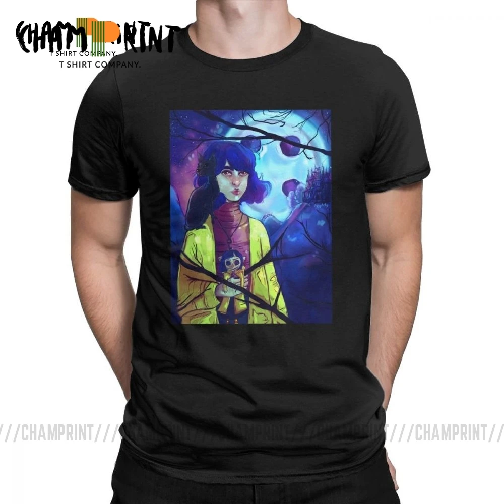 Футболка Coraline мужская с круглым вырезом крутая хлопковая рубашка коротким