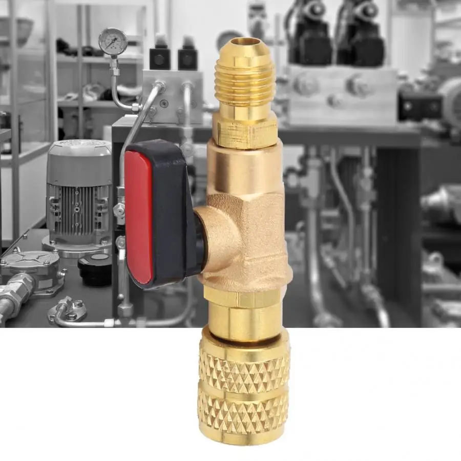 G1/4 латунь R410 Холодильный шаровой клапан адаптер 45BAR хладагент Соединитель с