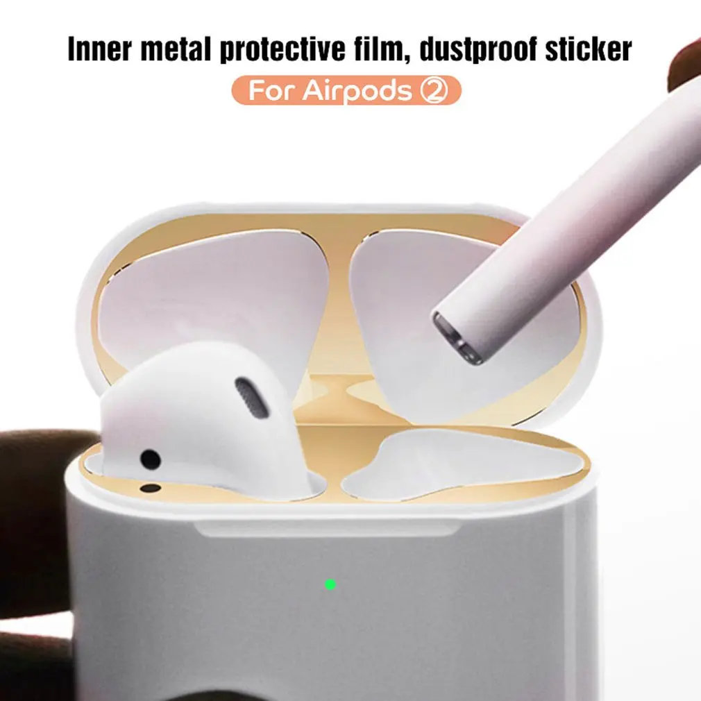 Металлическая защита от пыли аксессуары для Air pods 2 гарнитура защитная наклейка