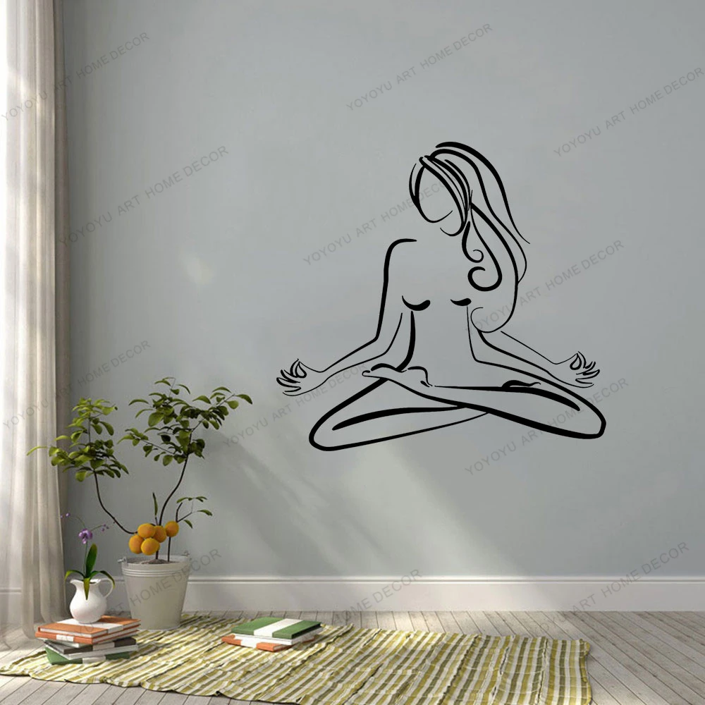 

Художественная наклейка в виде позы йоги, декор для медитации, настенная наклейка, Съемный Плакат, современный модный орнамент CX1179