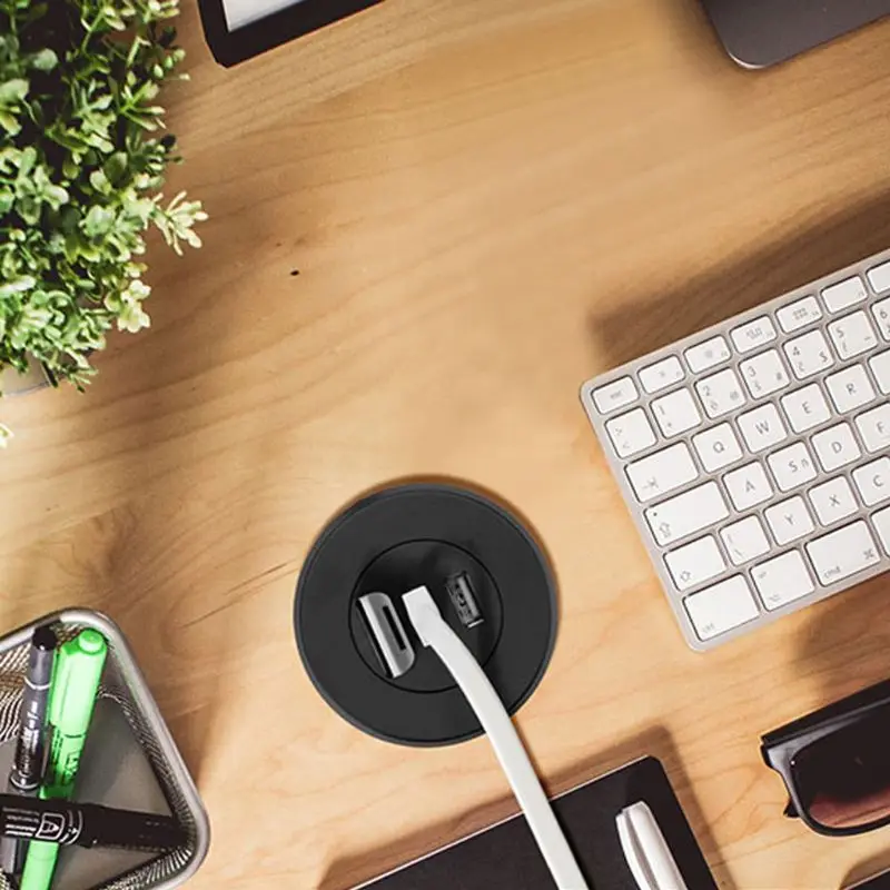 

5cm Grommet Hole In-Desk Mounting 3 Ports USB 2.0 Hub For Laptop PC Computer