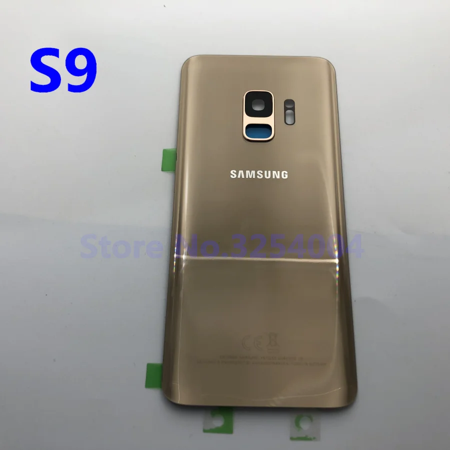 S9 Golden Чехол на заднюю батарейку S9 для samsung Galaxy S9 Plus G960F G965F Задняя стеклянная крышка корпуса+ клей+ рамка для объектива камеры - Цвет: S9 Golden