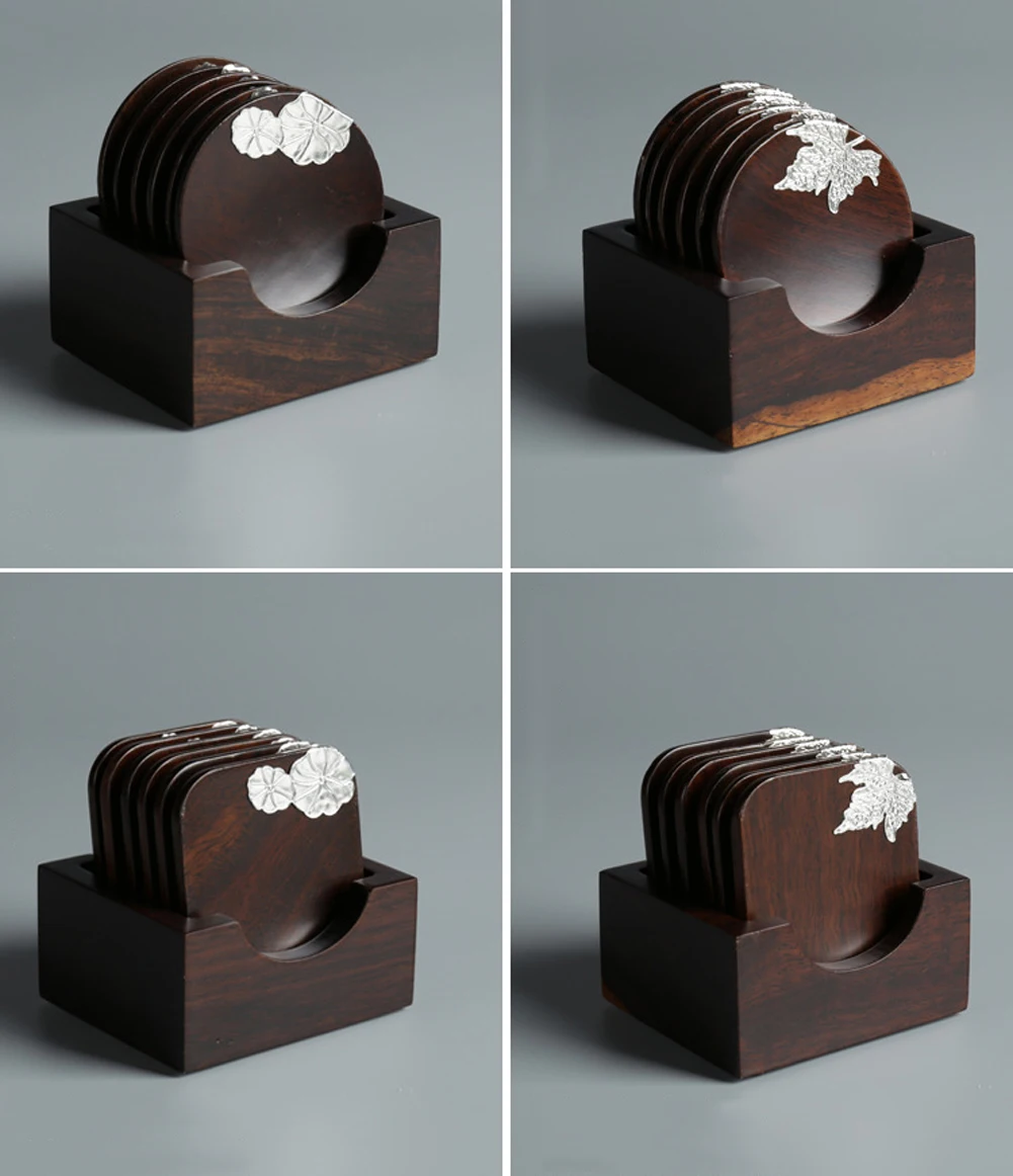 

6 шт. прочные деревянные подставки с держателем, подставки под столовые приборы, Круглый термостойкий Коврик для напитков, подставка под чаш...