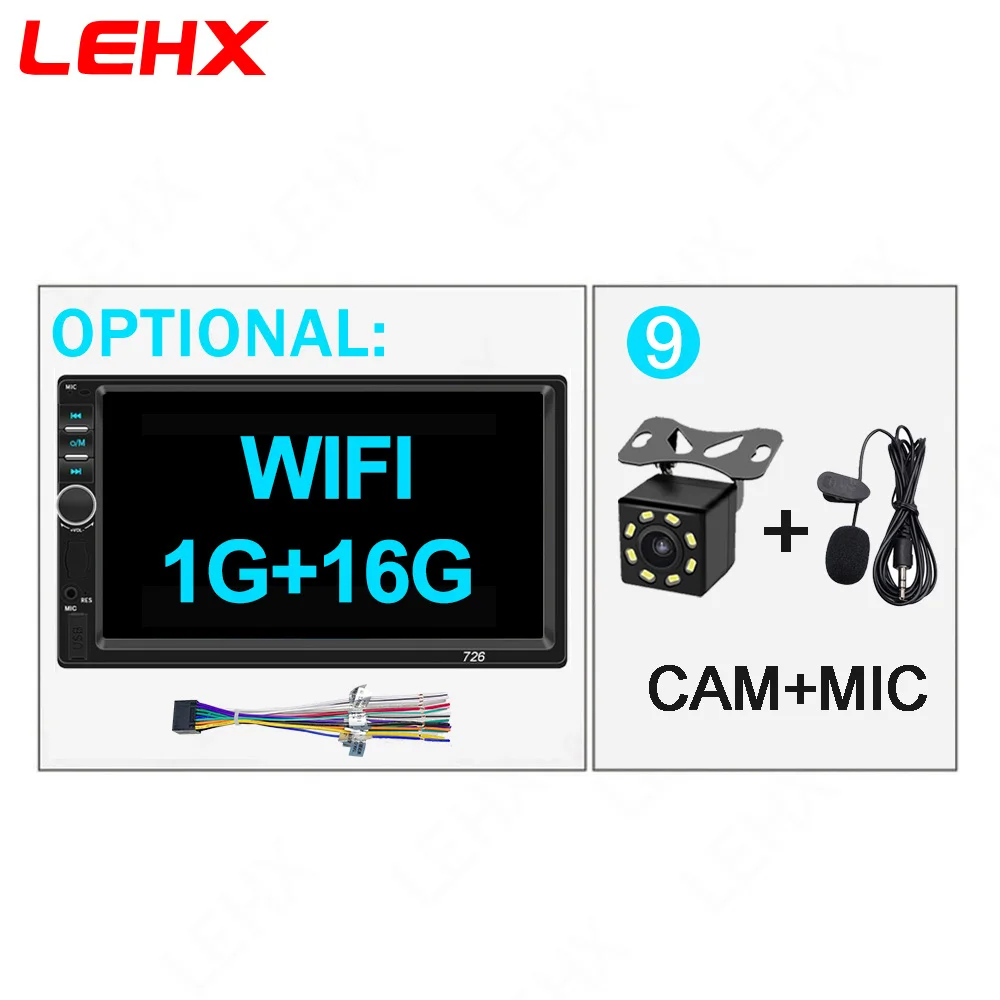 LE-726-MIC-CAM Android8.1 автомобильный Радио Мультимедиа Видео плеер 2 Din универсальный авто радио gps навигация для Volkswagen Nissan hyundai Kia toyota - Цвет: LE-726-MIC-CAM