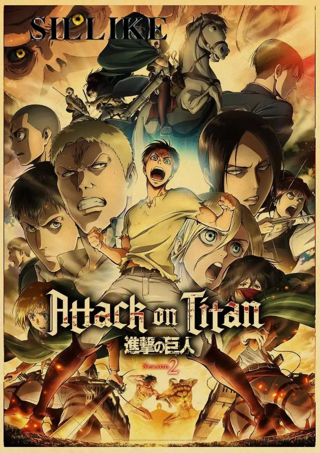 

Janpnese Anime Attack on Titan retro posters kraft wall paper High Quality Painting For Home Decor wall stickers