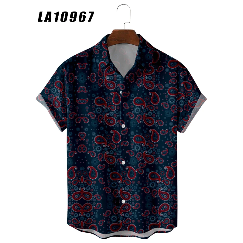 2021 New shirts for men Summer Floral Elements 3d Digital Printing Trend Loose Short-Sleeved Men's Shirt Top 6xl Large Size