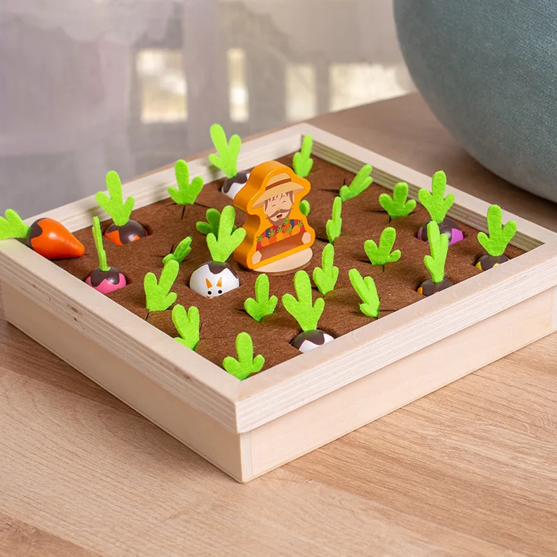

Montessori Wooden Toys Pull Carrot Shape Matching Size Cognitive Puzzle Game Children Early Education Baby Toys