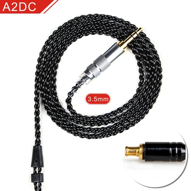 Black 3.5mm A2DC FDBRO 3,5 мм наушники Кабо MMCX кабель DIY один Кристалл Медь посеребренный кабель для SE215 SE315 SE425 SE535 SE846 UE900 - Цвет: Black 3.5mm A2DC