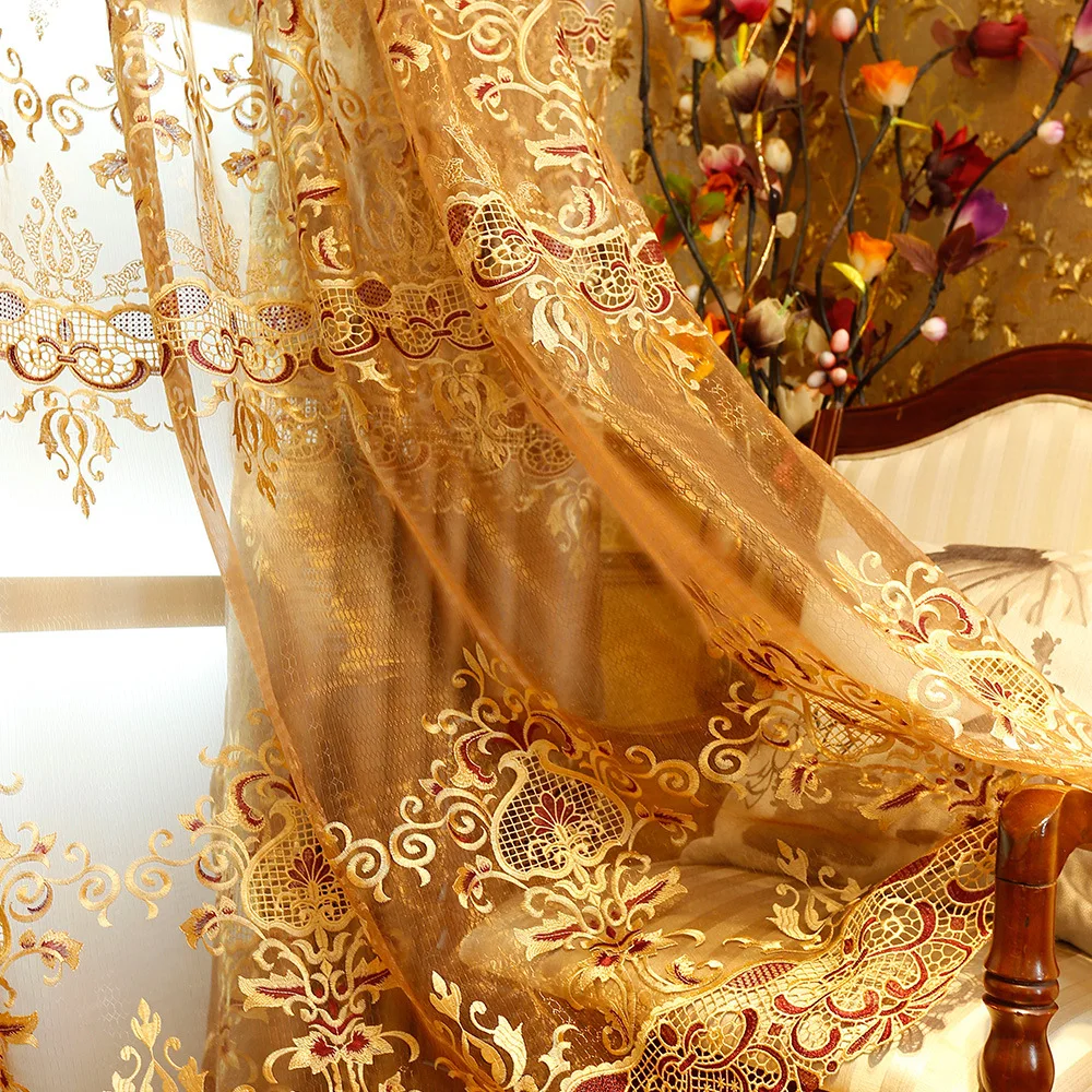 

Golden Pattern Curtains Are Suitable For Living Room Bedroom Hotel