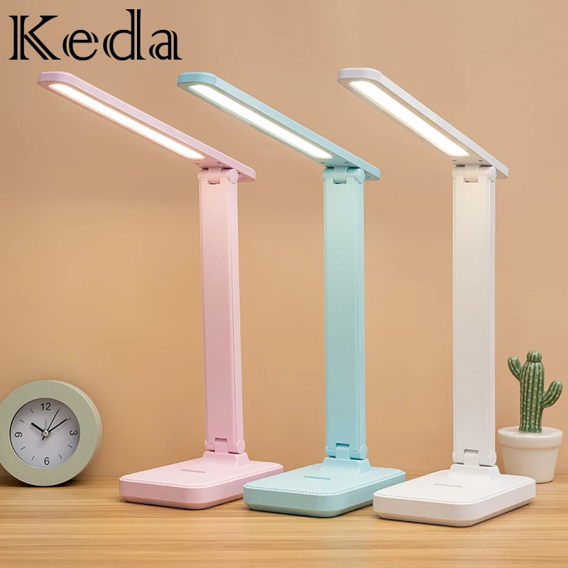 

Keda 10W LED Desk Lamp Book Study Reading Table Light Foldable Eye Protection 9 Modes 3200K-6000K USB Charged Wireless Battery