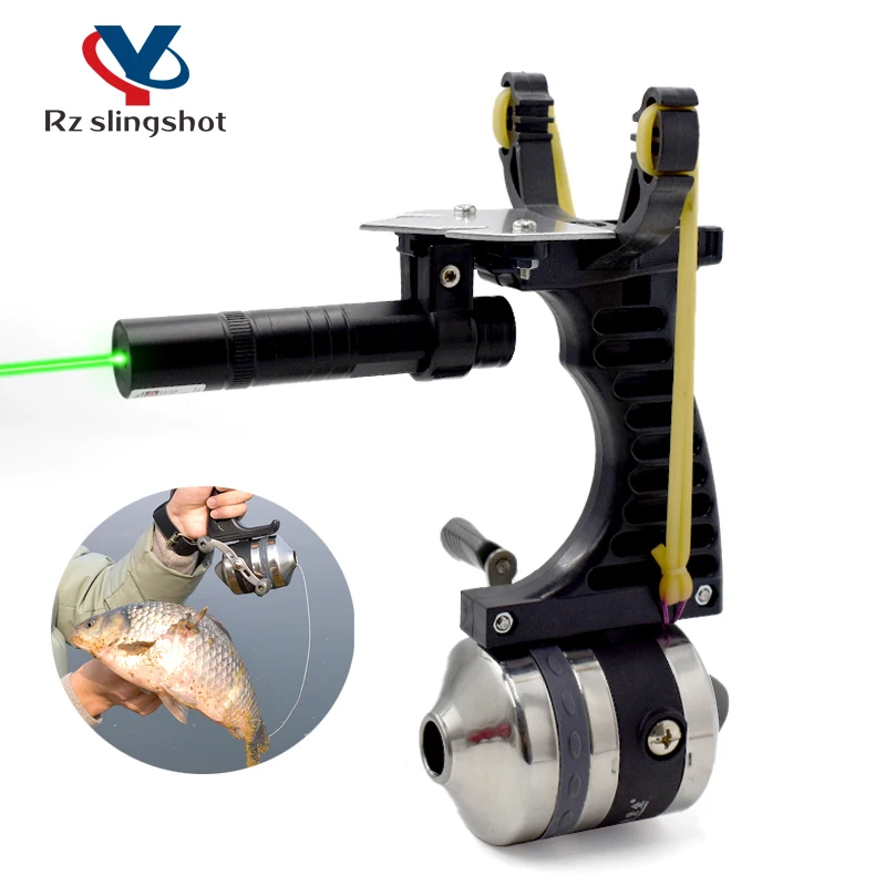 

Upgrade Fishing Slingshot Set with Green Laser Professional High Power Catapult with Fishing Wheel for Outdoor Shooting Hunting
