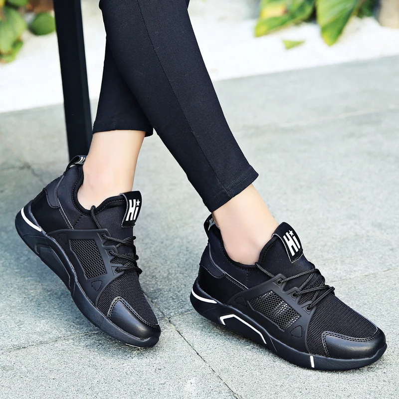 

Outdoor Women Running Shoes Casual Wear Sneakers Basket Femme Ladies Breathable Mesh Leather Classic Black Walking Jogging Shoes