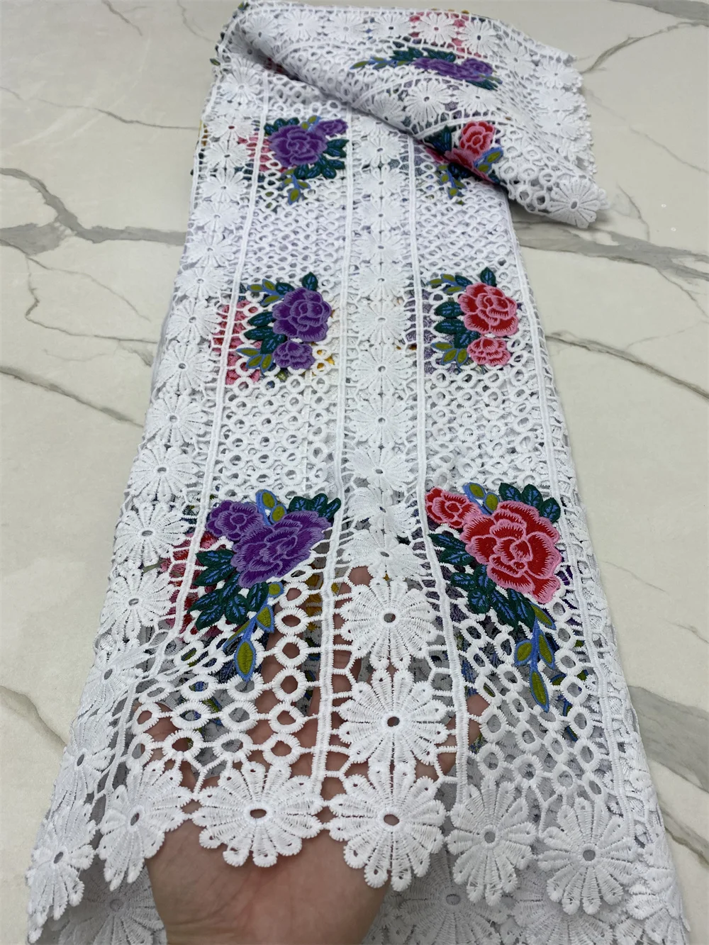 

Блестки гипюр Кружевная Ткань 5 ярдов 2021 высококачественный Африканский гипюр шнур кружевная ткань для платья своими руками LY158