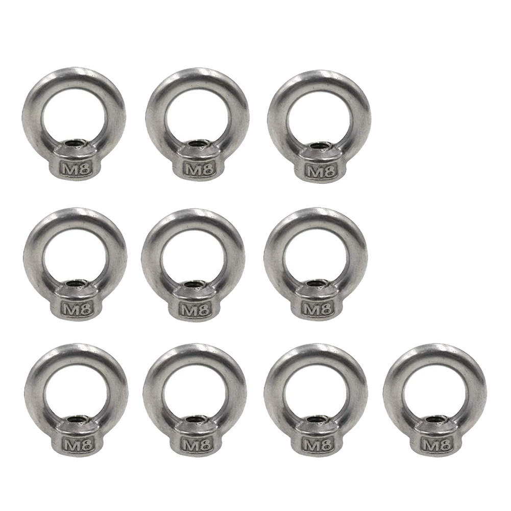 

10PCS Lifting Eye Nuts/Screw Ring Eyebolt Ring Hooking Nut Screws 304 Stainless Steel Lifting Eye Nut Silver For Nut Fastener