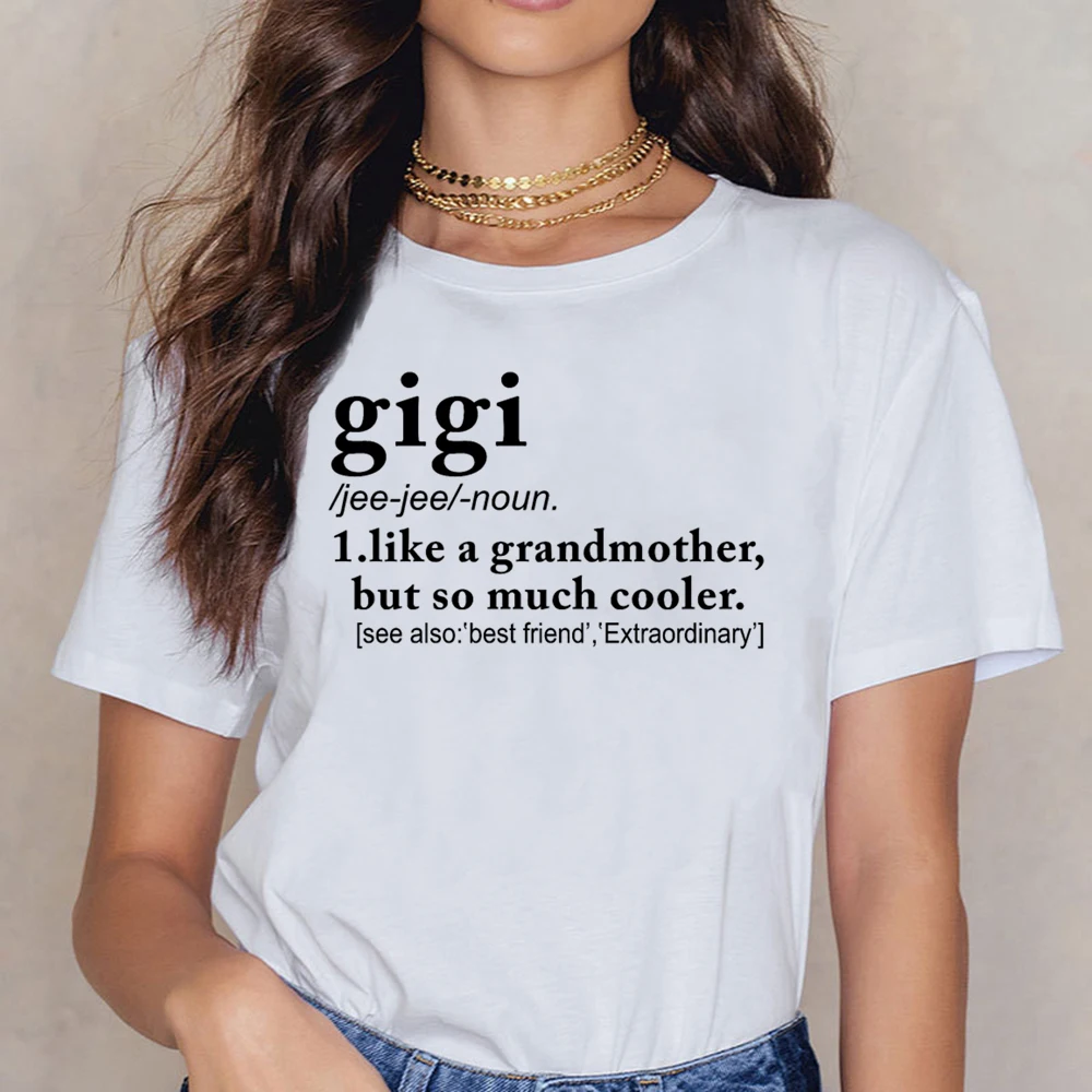 Топы футболки для женщин Gigi как бабушка но очень крутая юмор белая хлопковая