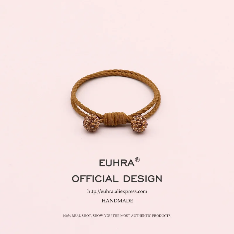 EUHRA, 4 цвета, инкрустированные Стразы, кварцевые плетеные, для женщин, эластичные резинки для волос, Детские резинки, высокая эластичность
