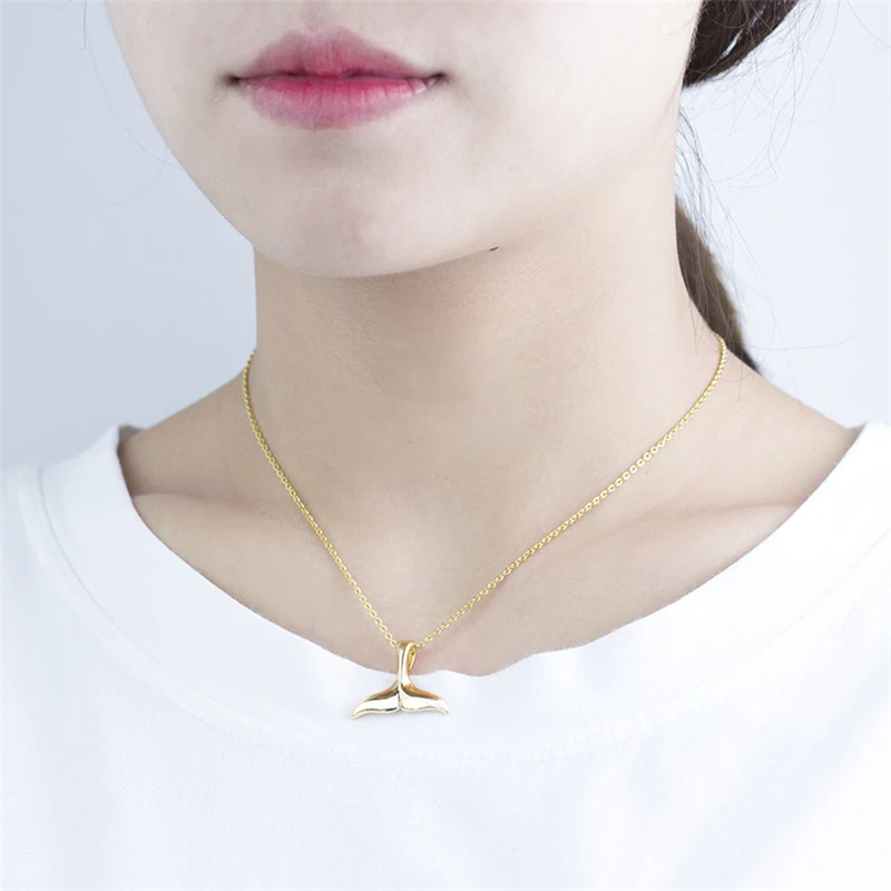 

Minimalist Mermaid Necklaces For Women 2020 Glamour Jewelry Stainless Steel Whale Tail Ocean Nautical Chic Choker Collares Mujer