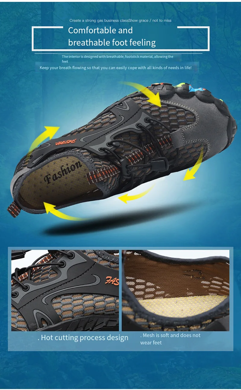 Men's sneakers Summer Breathable Male Hiking Shoes Suede + Mesh Outdoor Climbing Shoes Men Sport Shoes Quick-dry Water shoes