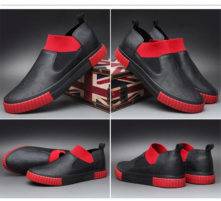 Мужские повседневные кожаные туфли черные дышащие Дизайнерские кроссовки