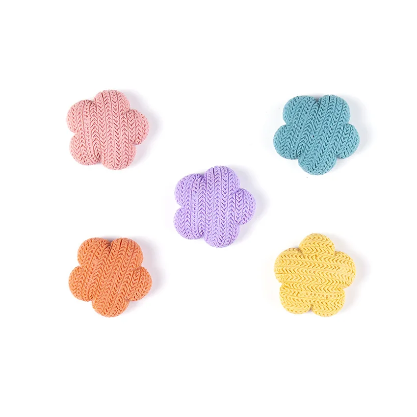 

30Pcs Imitation Knitted Flower Resin Cabochon Flatbacks DIY Kids Hair Accessories Embellishment for Scrapbooking Decoration 16mm