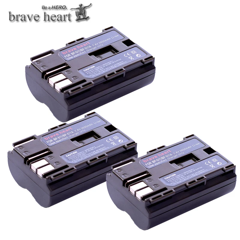 3battery BP-511A BP-511 BP 511 BP511 Li-Ion Батарея+ type-c двойной Зарядное устройство для Canon BP-511 G6 G5 G3 G2 G1 EOS 300D 50D 40D 30D 20D 5D - Цвет: 3battery