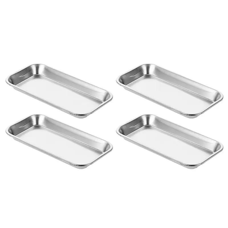 

4pcs Dental Oral Instrument Plates Stainless Steel Laboratory Instruments Trays