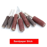 1pcs cylindrical head sandpaper stick steel shank sand paper for polishing grinding abrasive grit burs stick