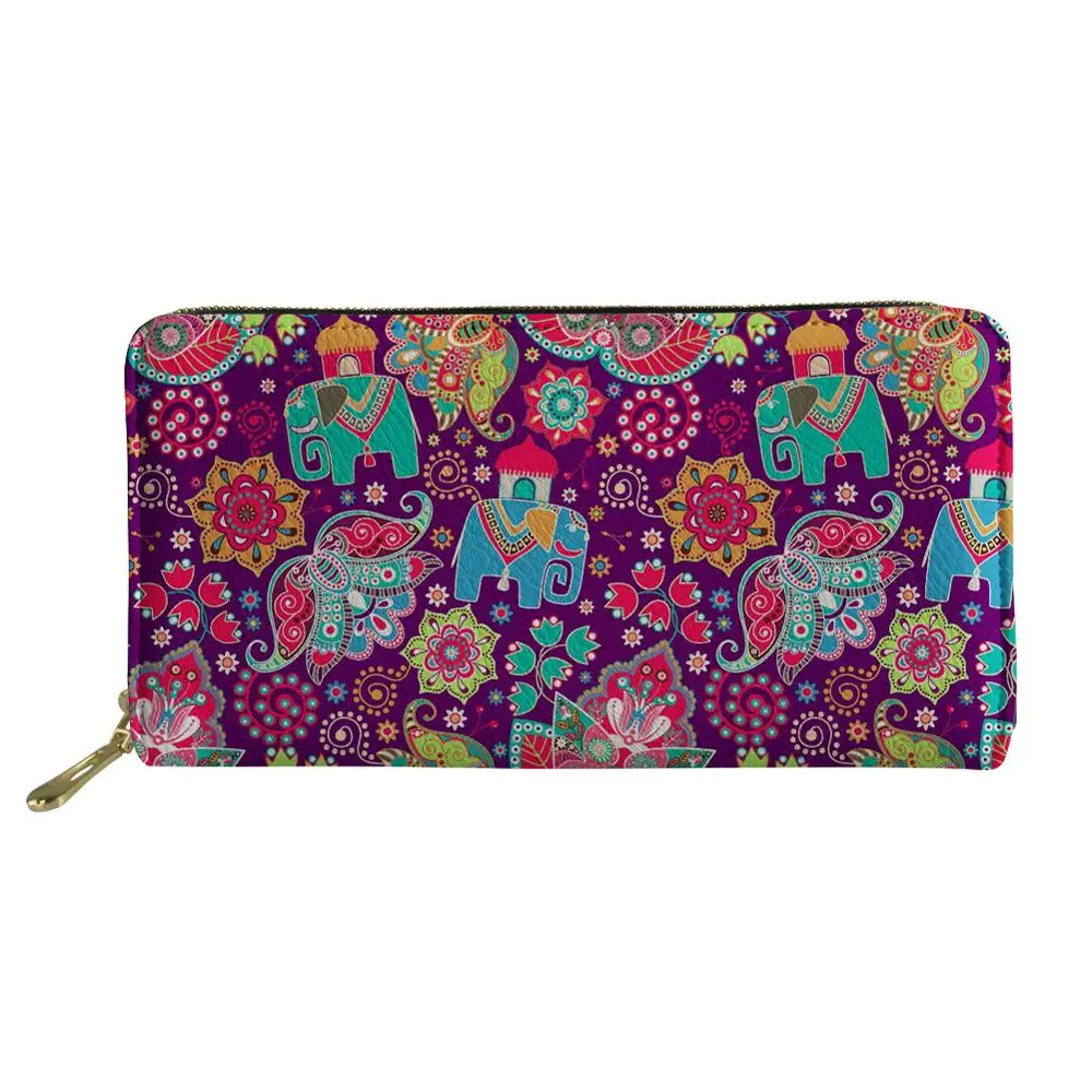 

Coloranimal Women Luxury Wallet Mandala/Elephant Print Long Leather PurseTravel Waterproof Card Cases Bags With Zipper 2020