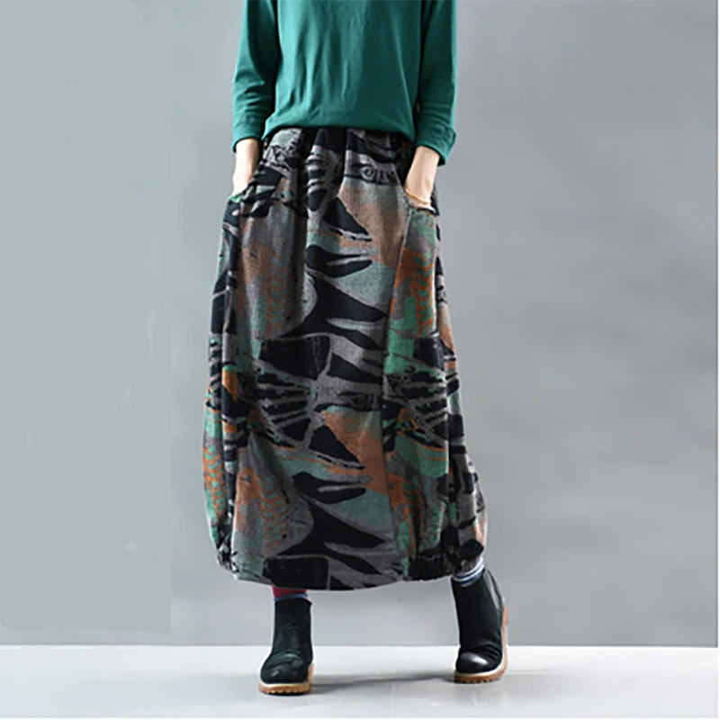 Женская свободная Вельветовая юбка с эластичным поясом повседневная