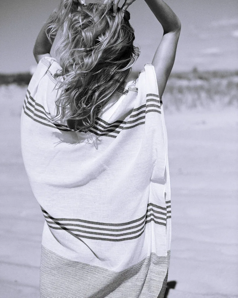 

Cross Stripe Printed Kaftan Beach Dress Women V-Neck Batwing Sleeve Swimsuit Cover-Up Cotton Seaside Robe Oversized Beach Wear