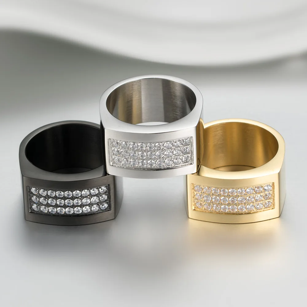 

Крутое и властное мужское кольцо из титановой стали, модное кольцо со звездами по всему небу, трехрядное кольцо с бриллиантами, индивидуаль...
