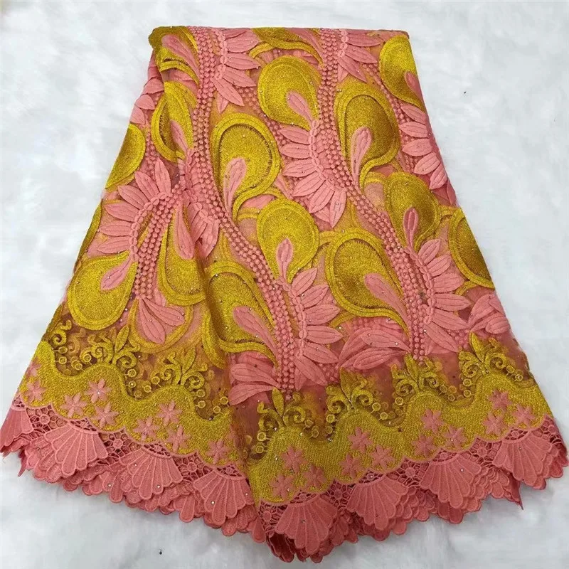 

Французский в нигерийском стиле вышивка с золотой кружевной в африканском стиле Тюлевая сетчатая кружевная ткань высокого качества для об...