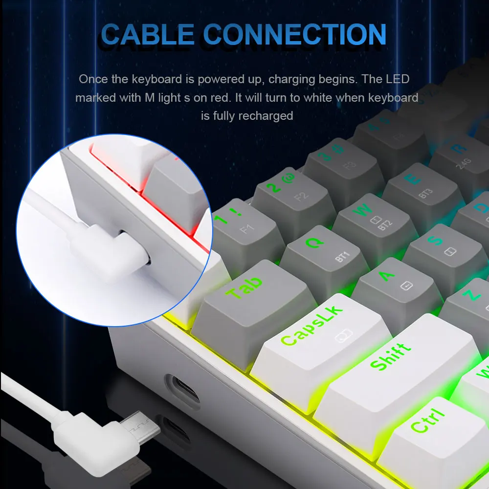 Bluetooth-клавиатура REDRAGON Fizz Pro K616 Беспроводная Механическая игровая с поддержкой USB 2
