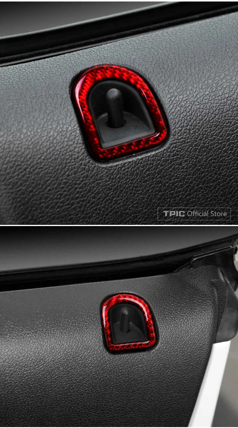 TPIC для Ford Mustang 2009-2013 наклейки из углеродного волокна автомобильный фиксатор замка двери Кнопка рамка-накладка крышка отделка автомобиля Стайлинг Аксессуары