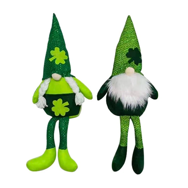 

Irish March Festiva Day Easter Swedish Gnome Leprechaun Shamrock Handmade Swedish Tomte Plush Toys Doll Household Orname