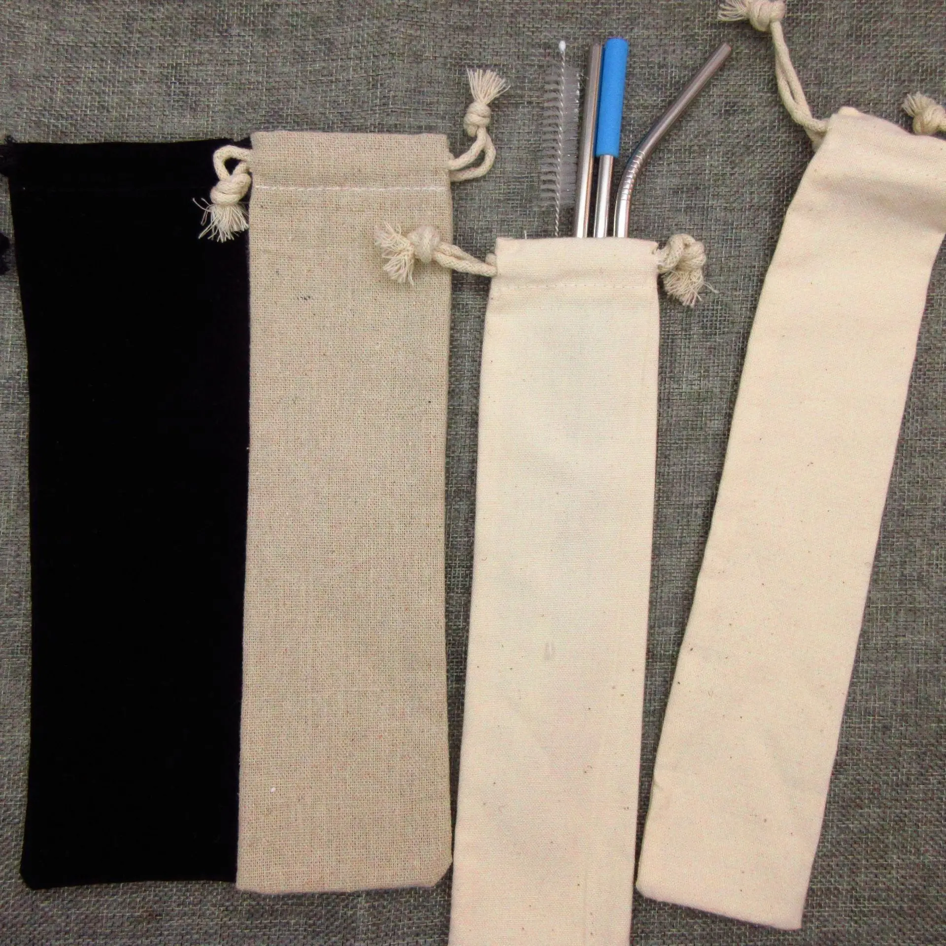 

10PCS 25CM 29CM Chopsticks Spoon Portable Drawstring Cloth Bag Tableware Bundle Mouth Storage Bag